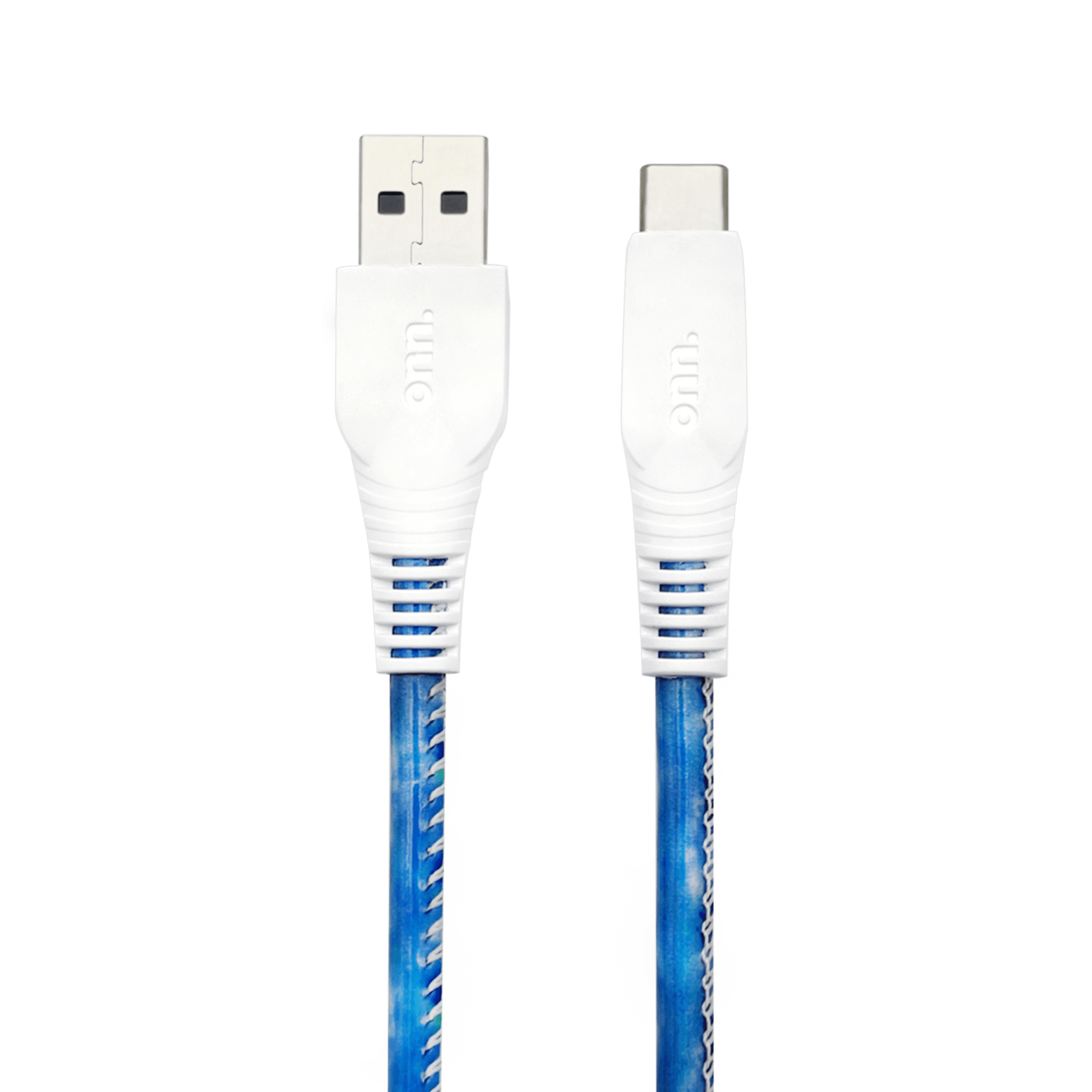 onn. USB to USBC Fashion Cable, Blue, 6'