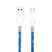 onn. USB to USB-C Fashion Cable, Blue, 6'