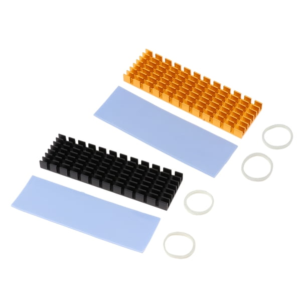 Paquete de 2 disipadores de .2 SSD, disipador de ás frío para enfriar SSD M.2 2280, SSD , SSD (70 mm *22 mm) (negro / dorado 3 mm)