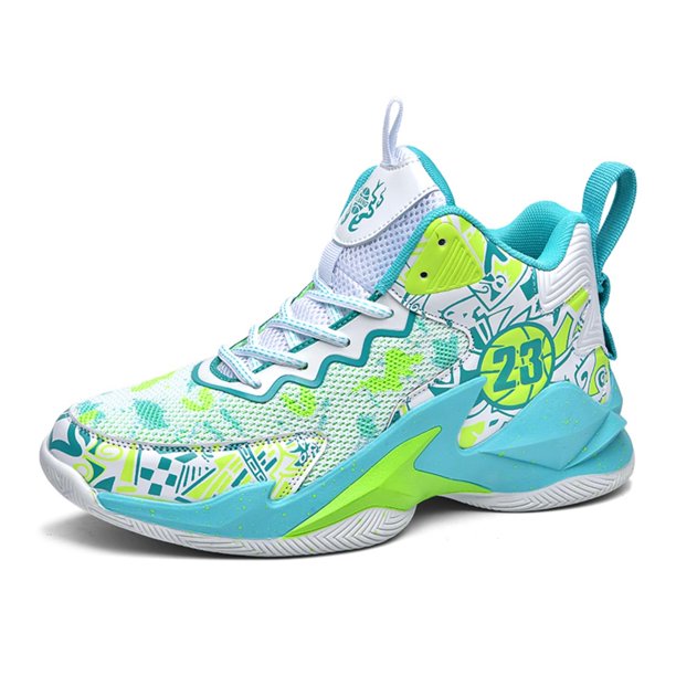 BINQER Zapatillas de baloncesto de caña alta for hombre con malla transpirable estilo grafiti y entresuela acolchada, aptas for uso en interiores y exteriores.