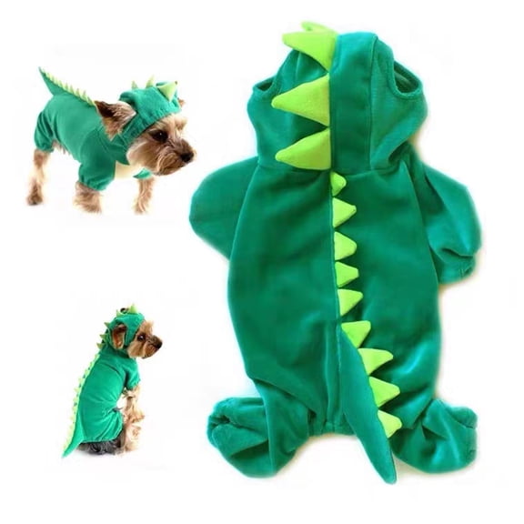 BT Bear Dog Halloween Costume,Dinosaur Cosplay Dog Hoodie with Ear Hole,Halloween Dog Jumpsuits Warm Coat,Cute Funny Pet Party Dress Up Clothing for Small Medium Large Dog Green XS
