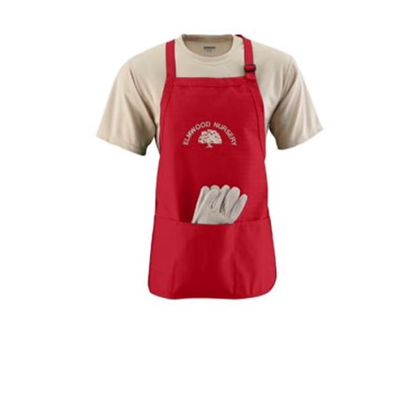 4250A Medium Length Apron With Pouch, Red - One