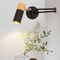 thumbnail image 6 of Home Decoration Hangs Swing Arm Wall Sconce Lighting Led Wood Wall Lamp Adjustable Wall Mount Light Fixtures Bedroom Bedside Reading Lamps For Restaurant Living Room Study Cafe,Black Home Decoration H, 6 of 6