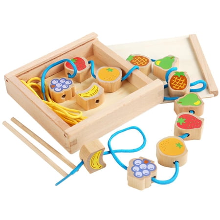 Wooden Building Block Beaded Toy Educational Children Beaded Block Toy ...