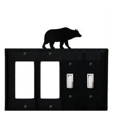Village Wrought Iron EGGSS-14 825 Inch Bear GFI and Double Switch Cover Black