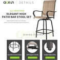 thumbnail image 6 of Aoxun Outdoor Swivel Bar Stools Outdoor Patio Bar Set, Patio Furniture Set, Set of 4, 6 of 7