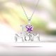 thumbnail image 2 of JeenMata Collar con Colgante de Piedra Violeta en Forma de Corazón con la Frase Amo a Mamá con Oro Blanco de 18 K sobre Plata - Piedra Natal de Febrero - Regalo de Joyería para el Día de la Madre, 2 of 2