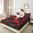 thumbnail image 4 of Castle Fairy Boys Girls Floral Red Rose Twin Sheet Sets 3pcs,Exotic Style Twin Fitted Sheet Microfiber,Spring Garden Breathable Flat Sheet,Luxury Bedroom Decor, 4 of 7