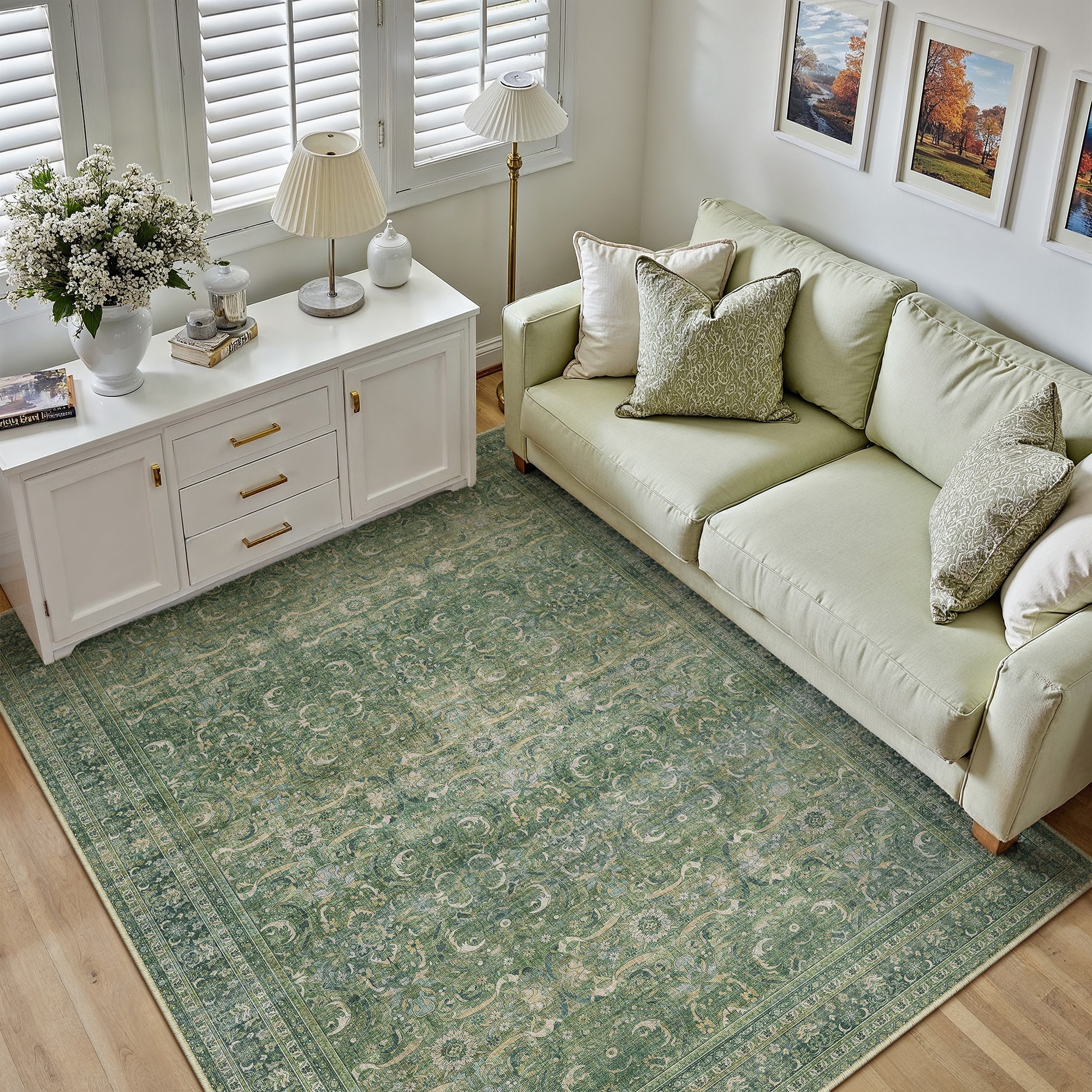 WIPONKEN 5x7 Area Rugs for Living Room Bedroom Dining Room Office Farmhouse, Machine Washable Non Slip Vintage Persia Rug