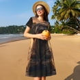 thumbnail image 4 of Disketp Lake Meditating Elephant para Vestido de Manga Corta para Mujeres, Vestidos de Verano para Mujeres, Casual y Holgado para la Playa, 4 of 6