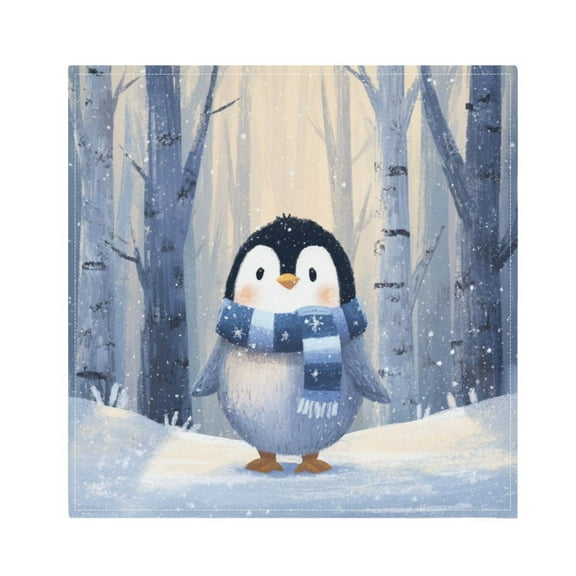 1 Pack 20'' x20" Satin Table Napkins Dinner Napkins for wedding Party Decoration events Cute Penguin in Winter
