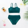 thumbnail image 3 of URMAGIC Girl's Spaghetti Strap Solid Color High Waist Bikini Bathing Suits 2 Piece Swimsuits 8-13 Years, 3 of 7