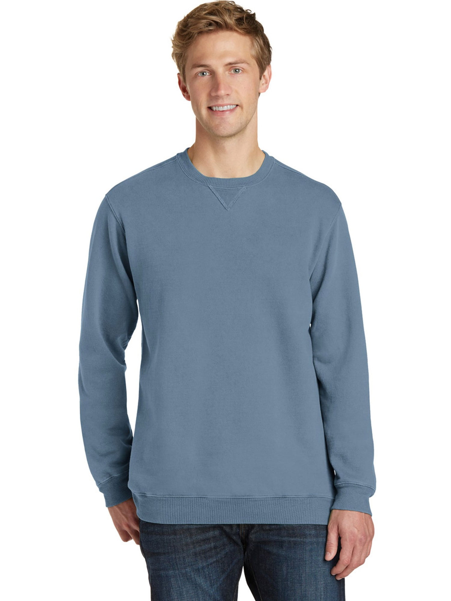 denim blue sweatshirt