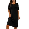 thumbnail image 3 of Taqqpue Cotton Nightgown for Women Solid Color Long Sleepshirts Short Sleeve Full Length Nightshirt Casual Loungewear for Women, 3 of 9
