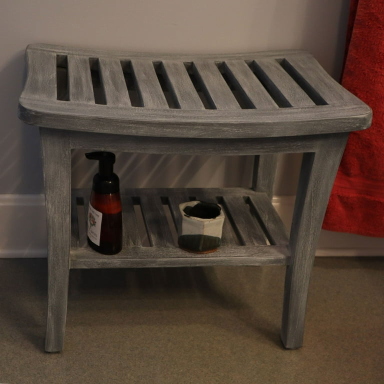 Grey teak best sale shower bench