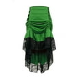 thumbnail image 2 of Women's Vintage Retro Skirt Gothic Style Lace Drawstring Stitching Middle Skirt Green S, 2 of 5
