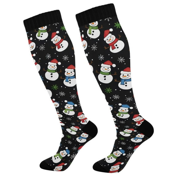 joogoo Snowflakes Cute Snowman Socks Women Men Knee High Sock