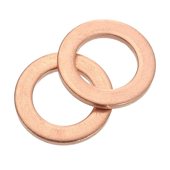 Uxcell M10 Flat Washer, 16 Pack Copper Ring Washer 16mm OD 1.5mm Thick Sealing Gasket Ring