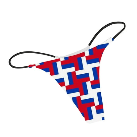 Yuhangmm Womens Sexy Independence Day Plaid Printed Breathable Underwear Thong Underwear Lingerie Bridal Bustier