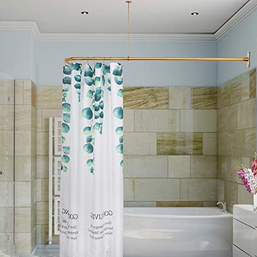 Artiwell L Shaped Shower Curtain Rod Bathroom Bathtub Corner With Ceiling Support Satin Gold Brass Com Artiwell L Shaped Shower Curtain Rod, L Shaped Shower Curtain