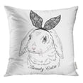 thumbnail image 1 of RYLABLUE Pink Rabbit Lovely Bunny Girl Lace Ears Graphic Kid Drawing Throw Pillowcase Cushion Case Cover, 1 of 1