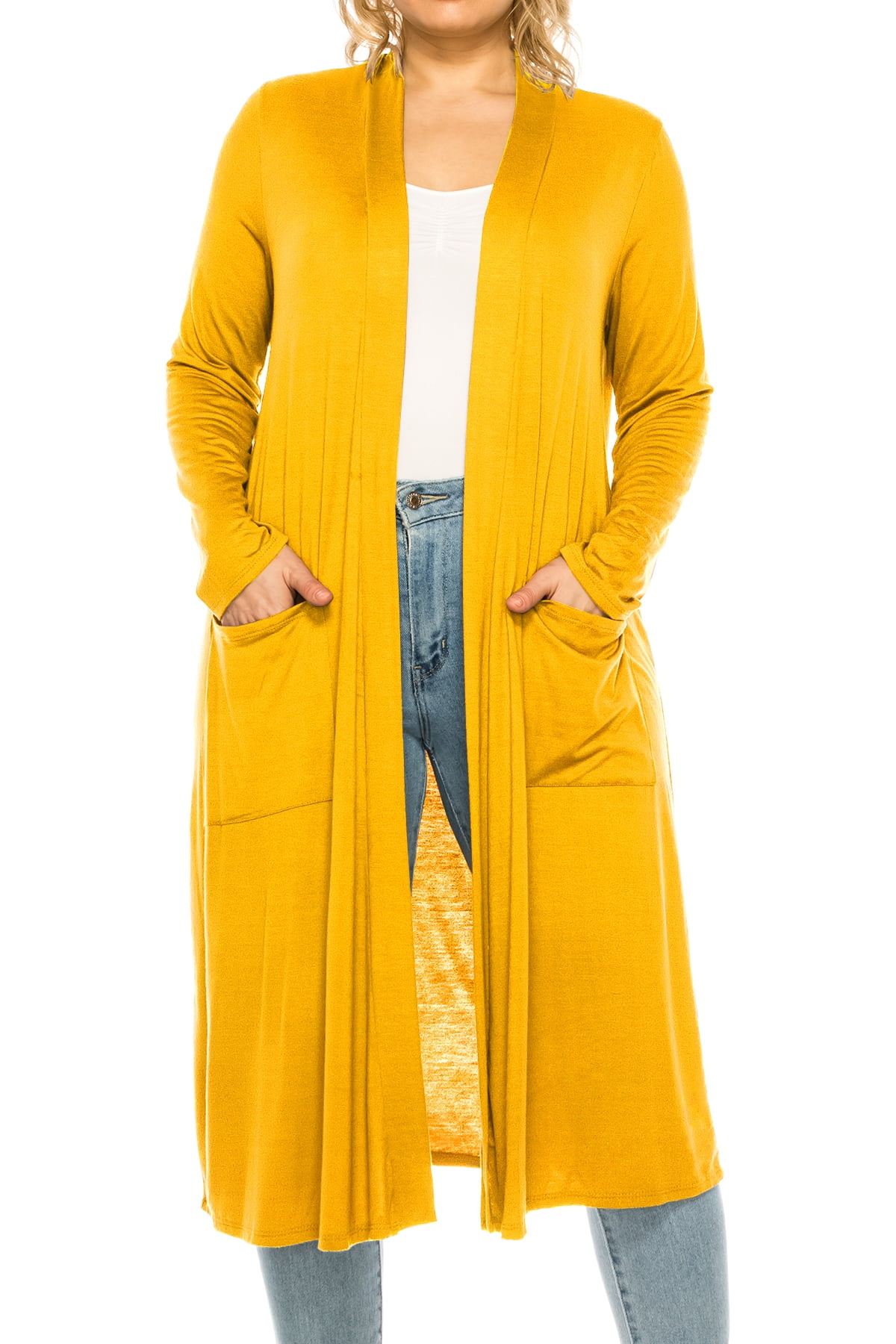 Women's Plus Size, Casual Long Open Front Drape Duster Sweater Cardigan