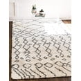 thumbnail image 1 of Unique Loom Rabat Shag Collection Modern Tribal Moroccan Inspired Plush & Soft Nomad Design Area Rug, 8 ft x 10 ft, Ivory/Gray, 1 of 2