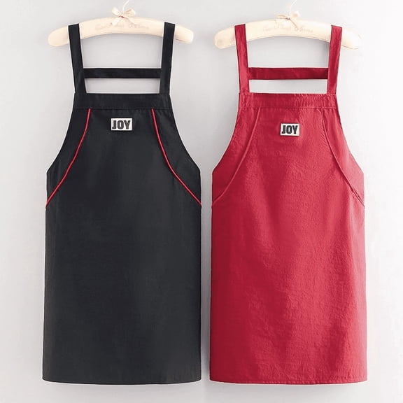 2 Pcs Shop Apron Set, Maroon & Black, Water Resistant Polyester, 28.3 in / 72 cm, Solid Color, Unisex Apron for Cooking, Gardening, Cleaning