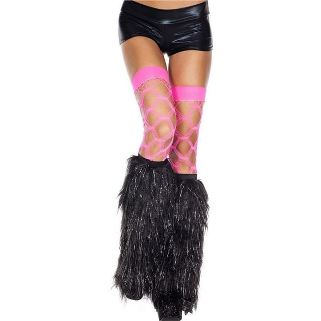 Furry Lurex Leg Warmers, Black