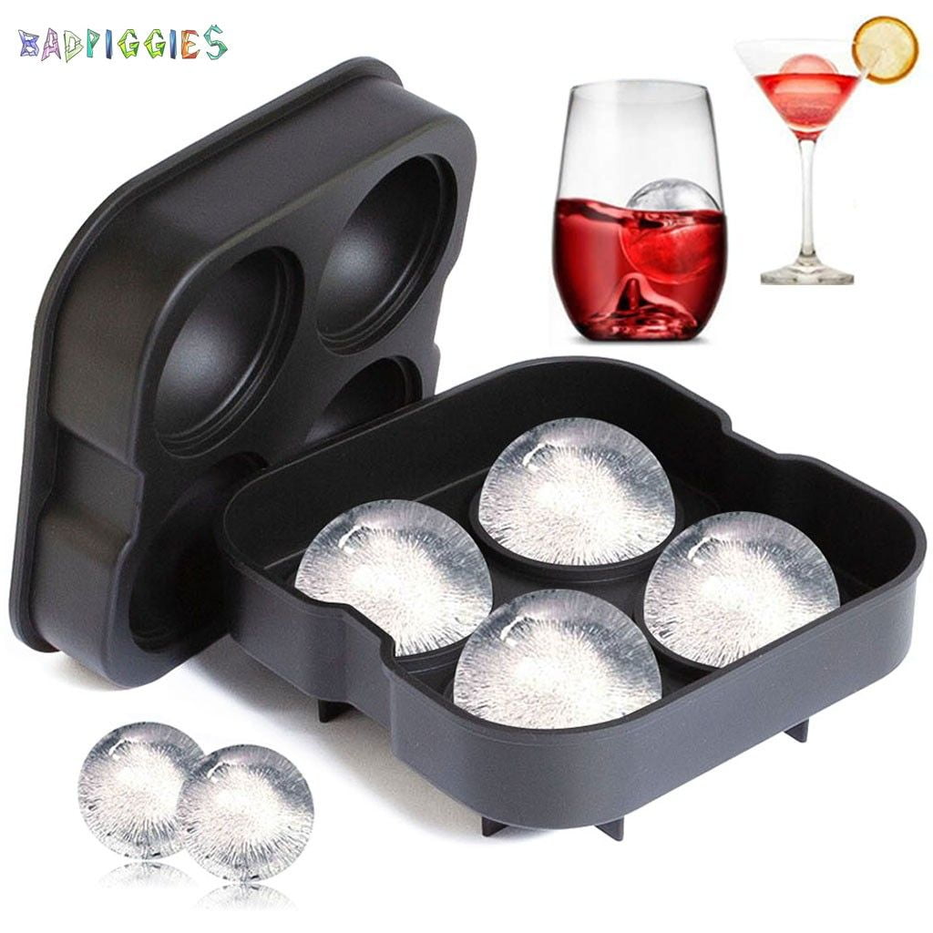 Round Ice Ball Maker Sphere plasit Mold Cube For Wine Cocktails Whiskey Set Of 4 