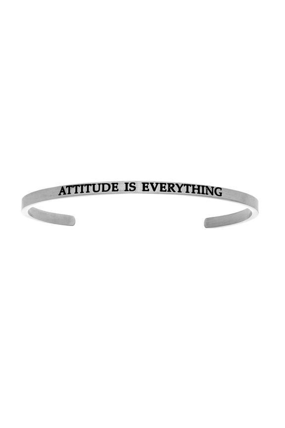 Stainless Steel ATTITUDE IS EVERYTHING Diamond Accent Cuff Bangle Bracelet, 7
