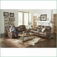 thumbnail image 5 of Achern Brown Faux Leather Two-Person Manual Reclining Sofa with Nailhead Trim, Storage Console & USB Port | Brown | Faux Leather | Pillow Top Arms, 5 of 9