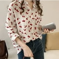thumbnail image 5 of Ichuanyi Fall Tops for Women 2022 Lady Fashion Women Top Retro Printing Long Sleeve Lapel Casual Shirt Blouse, 5 of 6