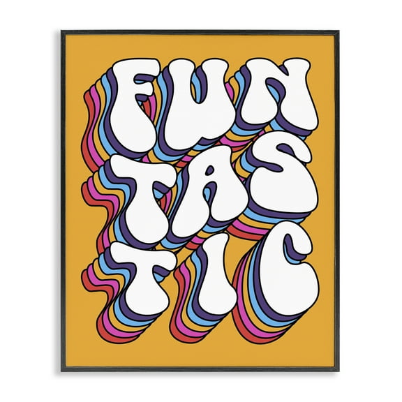 Stupell Industries Funtastic Groovy Typography Text & Numbers Painting Black Framed Art Print Wall Art, 11 x 14