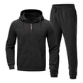 thumbnail image 2 of Donemore Men's Casual And Fashionable Solid Color Hooded Long Sleeved Hooded Drawstring Pants Set, 2 of 6