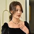 thumbnail image 4 of HOOUN Luxury 925 Silver,Gold Round Cut Cubic Zircon Women Necklace Pendant Jewelry-#1, 4 of 7