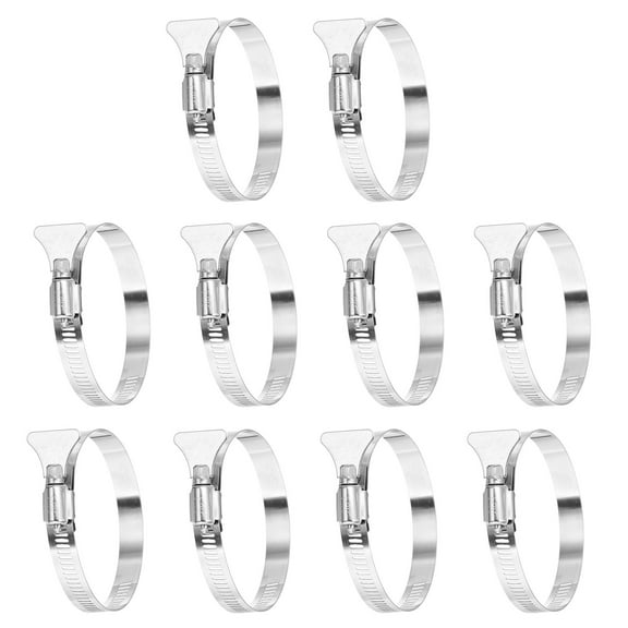 Uxcell Stainless Steel Hose Clamp, 10 Pcs 65-89mm (2.6-3.6Inch) Adjustable Thumb Screw Key Type Clamps Worm Gear Hose Clamp for Plumbing Fastener Tube Radiator Garden, Silver Tone