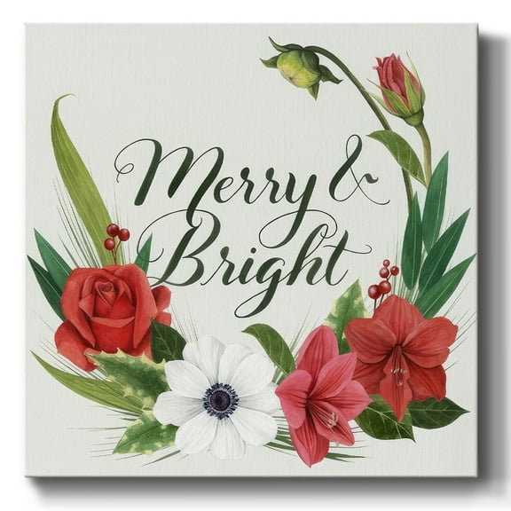 Christmas Flora Wreath II- Gallery Wrapped Canvas