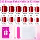 thumbnail image 2 of Uñas postizas adhesivas LuckForever de 240 piezas, cortas cuadradas, rojo oscuro, 2 of 8