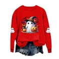 thumbnail image 6 of dazeni Funny Ghost Pumpkin Pattern Sweatshirts for Kids Girls Oversized Crewneck Sweatshirt Loose Casual Long Sleeve Tunic Pullover Red 3-4 Years, 6 of 7