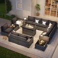 thumbnail image 6 of Aoxun Patio Furniture Sets with 44'' Fire Pit, 13 Pcs Outdoor Patio Coversation Set with 4in Thicken Cushion, Widen Armrests Wicker Outdoor Sectional for Backyard (Waterproof Cover Include), 6 of 7