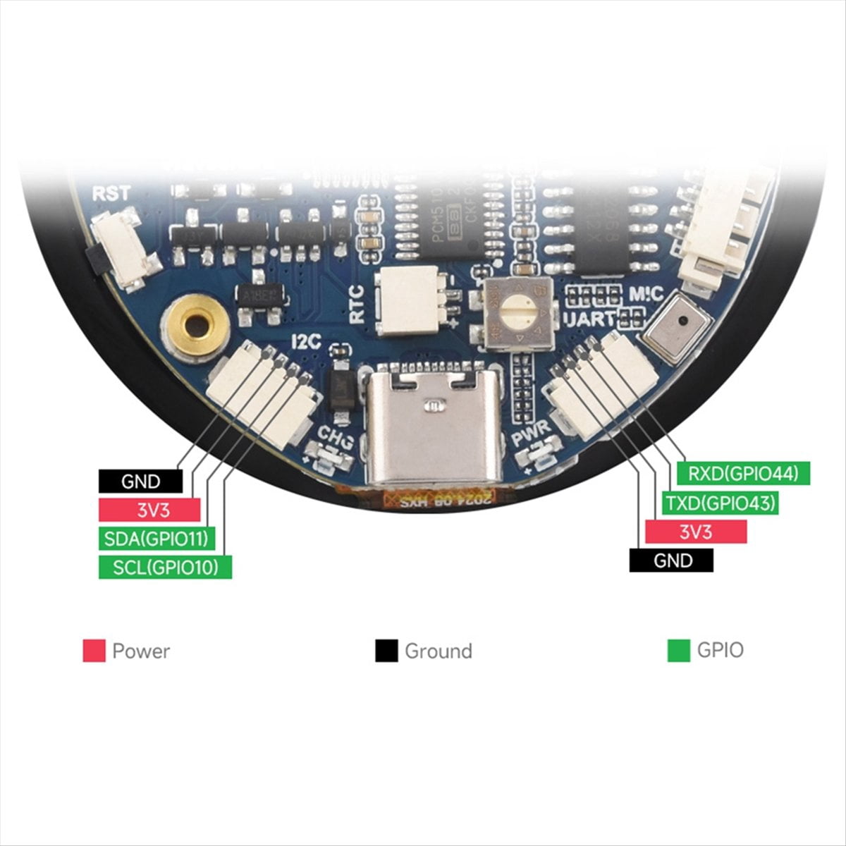Placa de Desarrollo ESP32-S3 con Pantalla Redonda de 1,85 Pulgadas ...