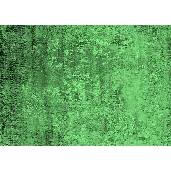 Ahgly Company Indoor Rectangle Oriental Emerald Green Industrial Area Rugs, 7' x 9'