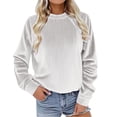 thumbnail image 2 of VISALY Pullover Crewneck Sweatshirt Tunic Sweatshirt Autumn Winter Casual Sport Solid Pullover Tops Long Sleeve Crewneck Oversized Sweatshirts Comfy Sweaters Sweatshirt Thick Sweatshirts White Xxl, 2 of 9