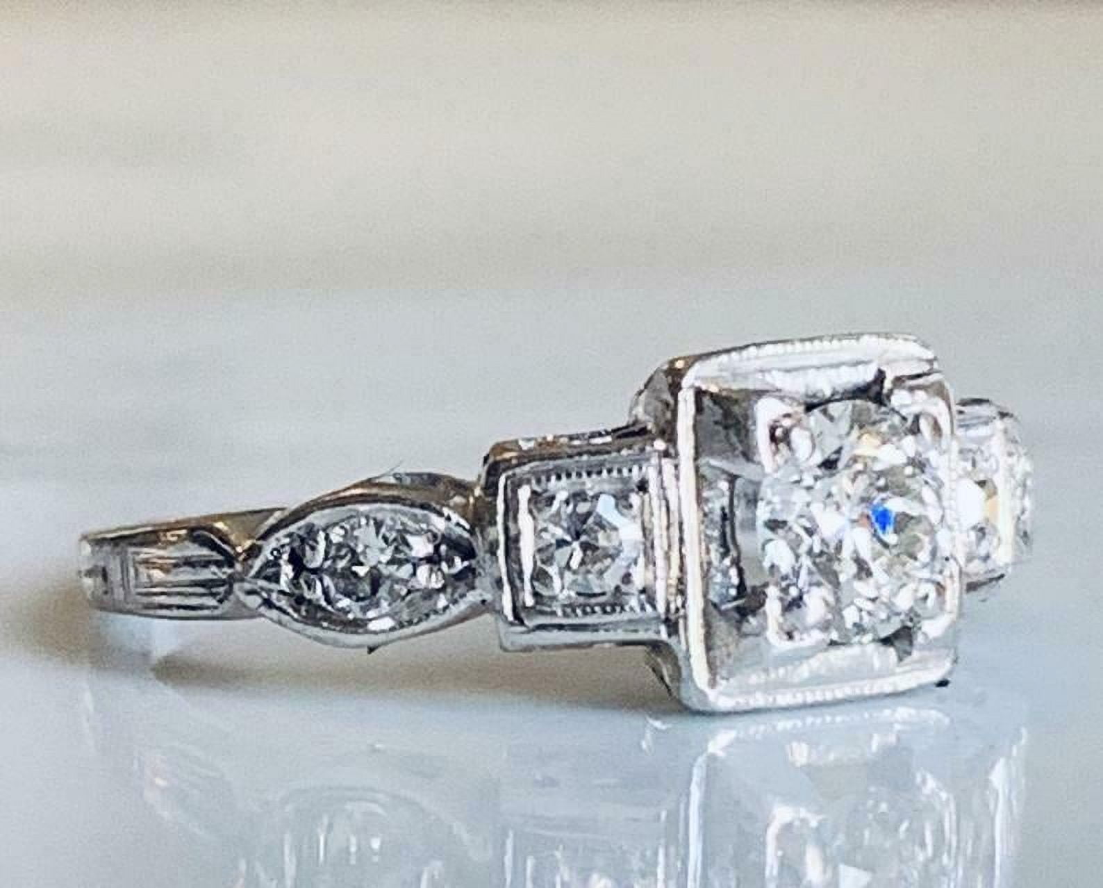 HeartsAndYou 2ct Round Moissanite Milgrain Vintage Inspired Inspired Engagement Ring for Women 18k White Gold over Silver