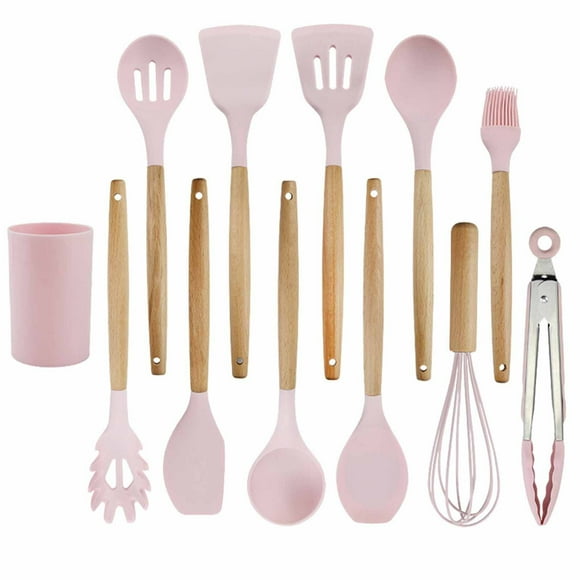 Fiudx Juego de Espátulas de Madera, Utensilios de Cocina Antiadherentes, Resistentes Al Calor Hasta 268 °C, Sin Bpa, Núcleo de Acero Duradero, Mangos Ergonómicos, para Cocinar, Remover y Mezclar, Jue