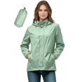 thumbnail image 2 of UDAUDU Rain Jacket Women Lightweight Waterproof Rain Jacket Hooded Packable Windbreaker for Hiking Travel Fishing Green 2XL, 2 of 10