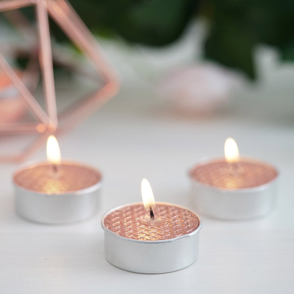 Efavormart Set of 9 Metallic Unscented Tea light Candles With Textured Design