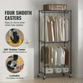 thumbnail image 4 of VEVOR Heavy Duty Clothes Rack, Double Hanging Rods Clothing Garment Rack with Bottom and Top Storage Tier, Rolling Clothing Rack for Hanging Clothes, 1'' Diameter Thicken Steel Tube Hold Up to 300Lbs, 4 of 9