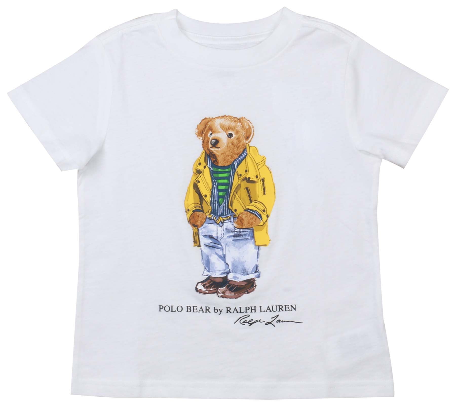 yellow polo shirt with bear